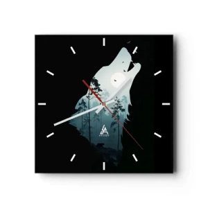 Reloj de pared - Reloj de vidrio - Voz de la noche del bosque - 40x40 cm