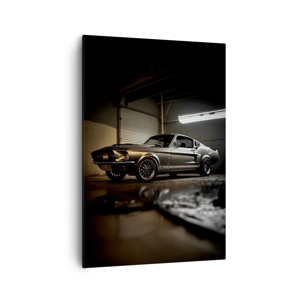Cuadro sobre lienzo - Impresión de Imagen - Coche clásico en garaje retro - 70x100cm - Un retorno al pasado - Decoración de pared moderna para salón y dormitorio ARTTOR