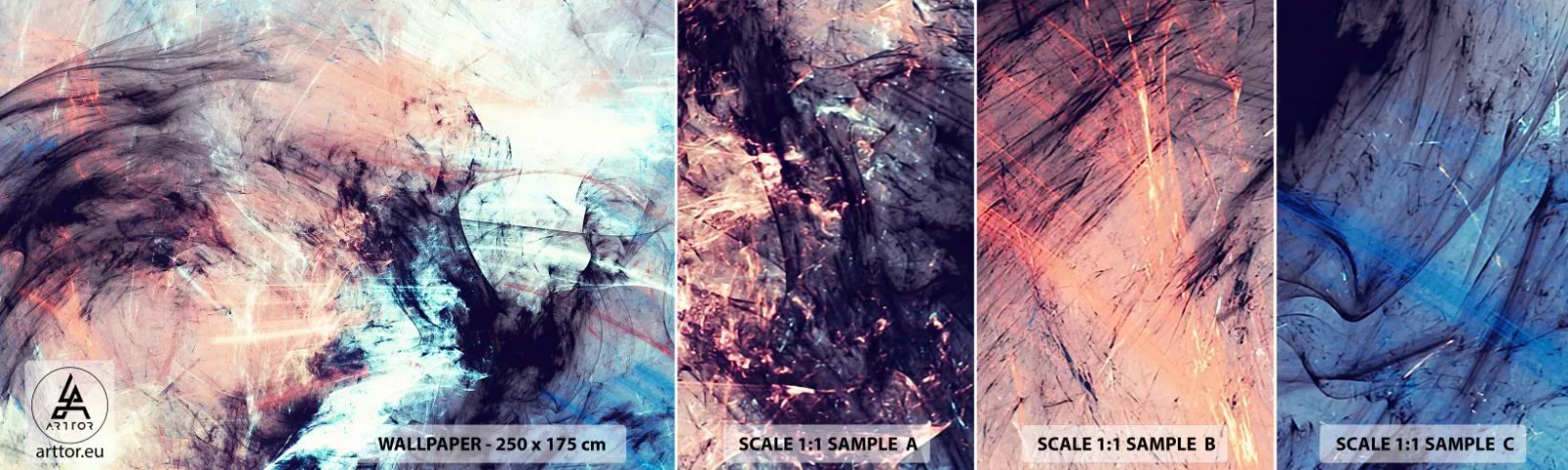 Muestra de fotomural autoadhesivo Deluxe Sticker - Siente el viento - Abstracción, Pedazo, Patrón moderno - 100x30 cm