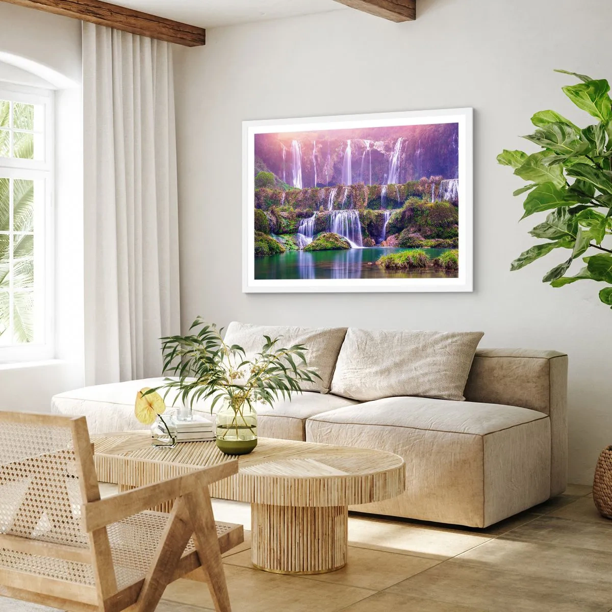 Póster en marco blanco - Escalera al cielo - 100x70 cm