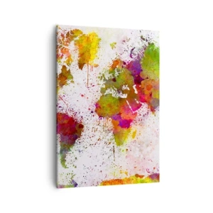 Cuadro sobre lienzo - Impresión de Imagen - Un mapa del mundo colorido en estilo abstracto. - 50x70cm - De alguna manera, simplemente quedó así - Decoración de pared moderna para salón y dormitorio ARTTOR
