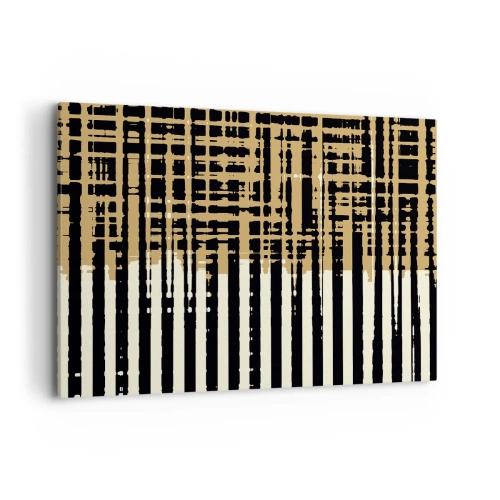 Cuadro sobre lienzo - Impresión de Imagen - Líneas abstractas en negro, beige y blanco. - 120x80cm - Abstracción arquitectónica - Decoración de pared moderna para salón y dormitorio ARTTOR