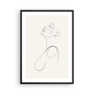 Póster en marco negro - Una línea minimalista que crea la silueta de una mujer. - 50x70cm - En el bucle de los sueños - Decoración de pared moderna para salón y dormitorio ARTTOR