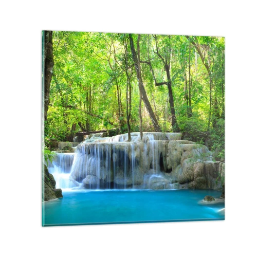 Cuadro sobre vidrio - Impresiones sobre Vidrio - Ahogarse en turquesa y verde - 50x50 cm