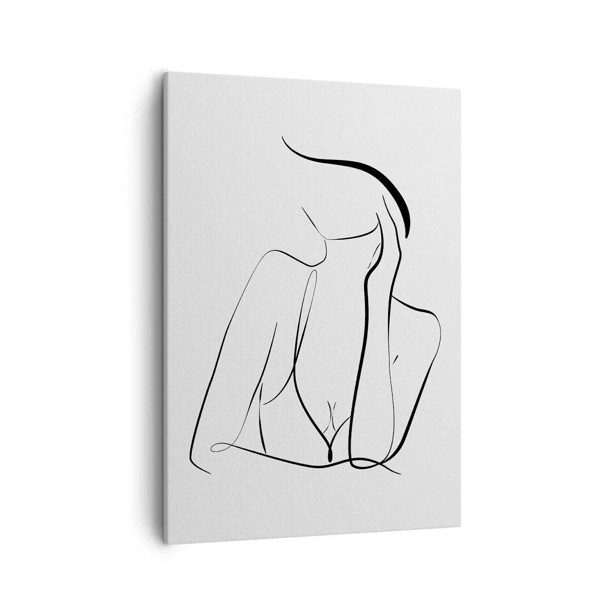 Cuadro sobre lienzo - Impresión de Imagen - Un delicado boceto de una silueta femenina en estilo minimalista. - 50x70cm - En la ola de sueños - Decoración de pared moderna para salón y dormitorio ARTTOR
