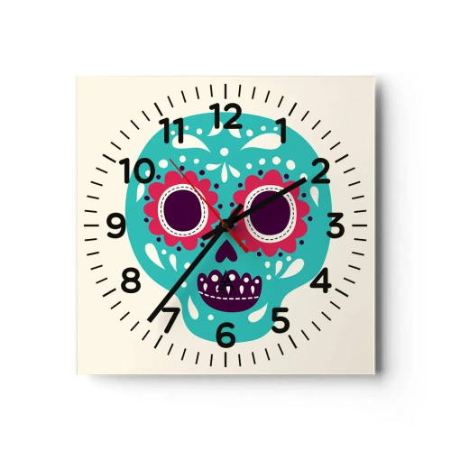 Reloj de pared - Reloj de vidrio - La vida: diversión hasta la muerte - 40x40 cm