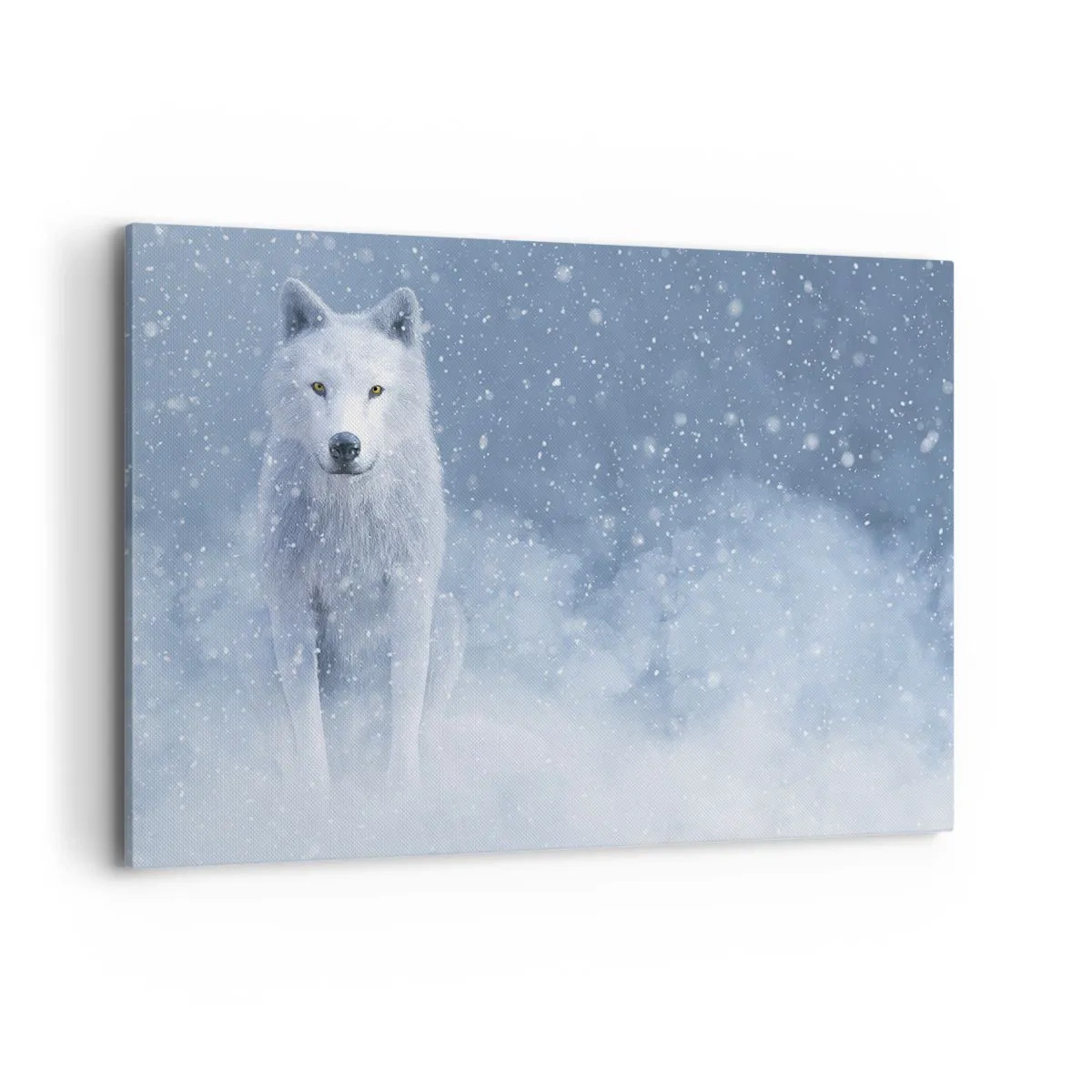 Cuadro sobre lienzo - Impresión de Imagen - Lobo blanco en un paisaje nevado - 120x80cm - El espíritu del invierno - Decoración de pared moderna para salón y dormitorio ARTTOR