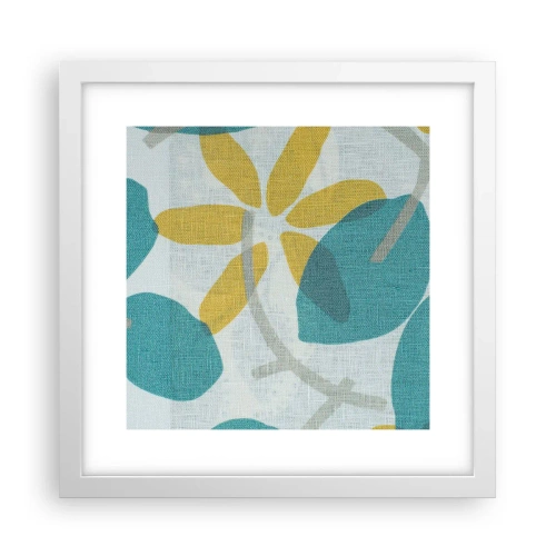 Póster en marco blanco - Entre hojas azules - 30x30 cm