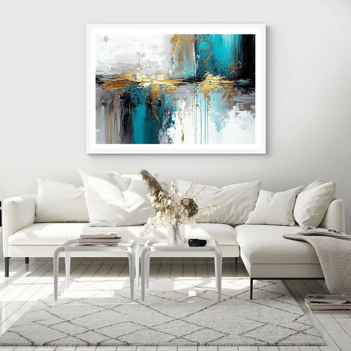 Póster en marco blanco - Todo fluye - 91x61 cm