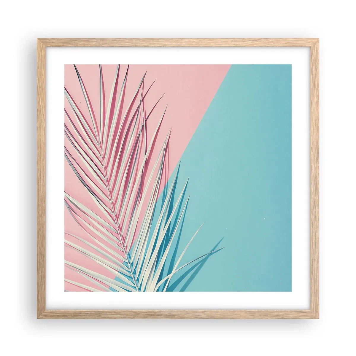 Póster en marco roble claro - Impresión tropical - 50x50 cm
