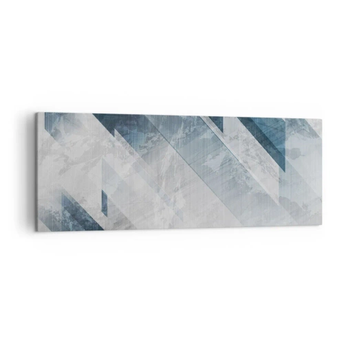 Cuadro sobre lienzo - Impresión de Imagen - Líneas abstractas en tonos grises y azules. - 140x50cm - Composición espacial - movimiento de grises - Decoración de pared moderna para salón y dormitorio ARTTOR