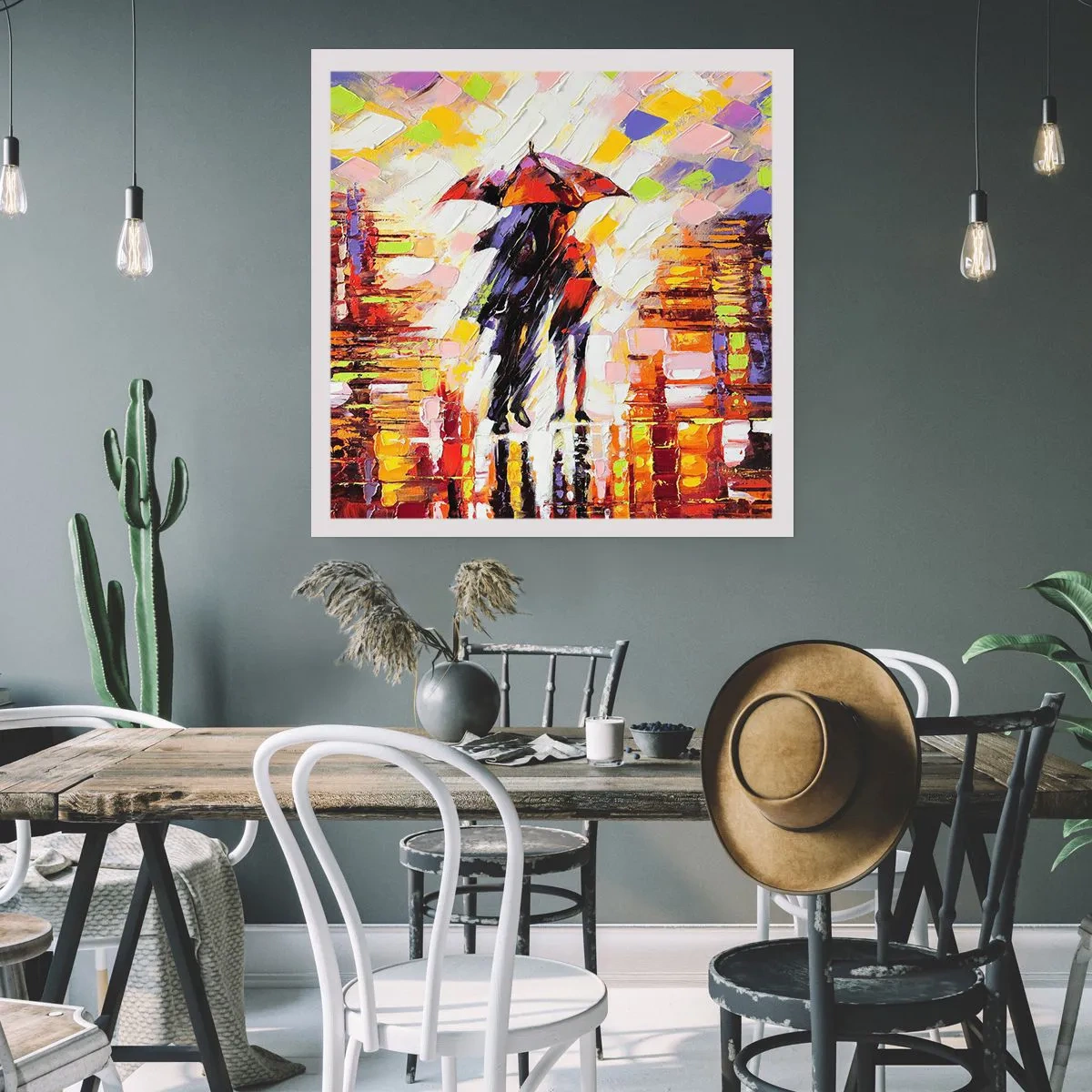 Póster - Juntos a través de la noche y la lluvia - 30x30 cm