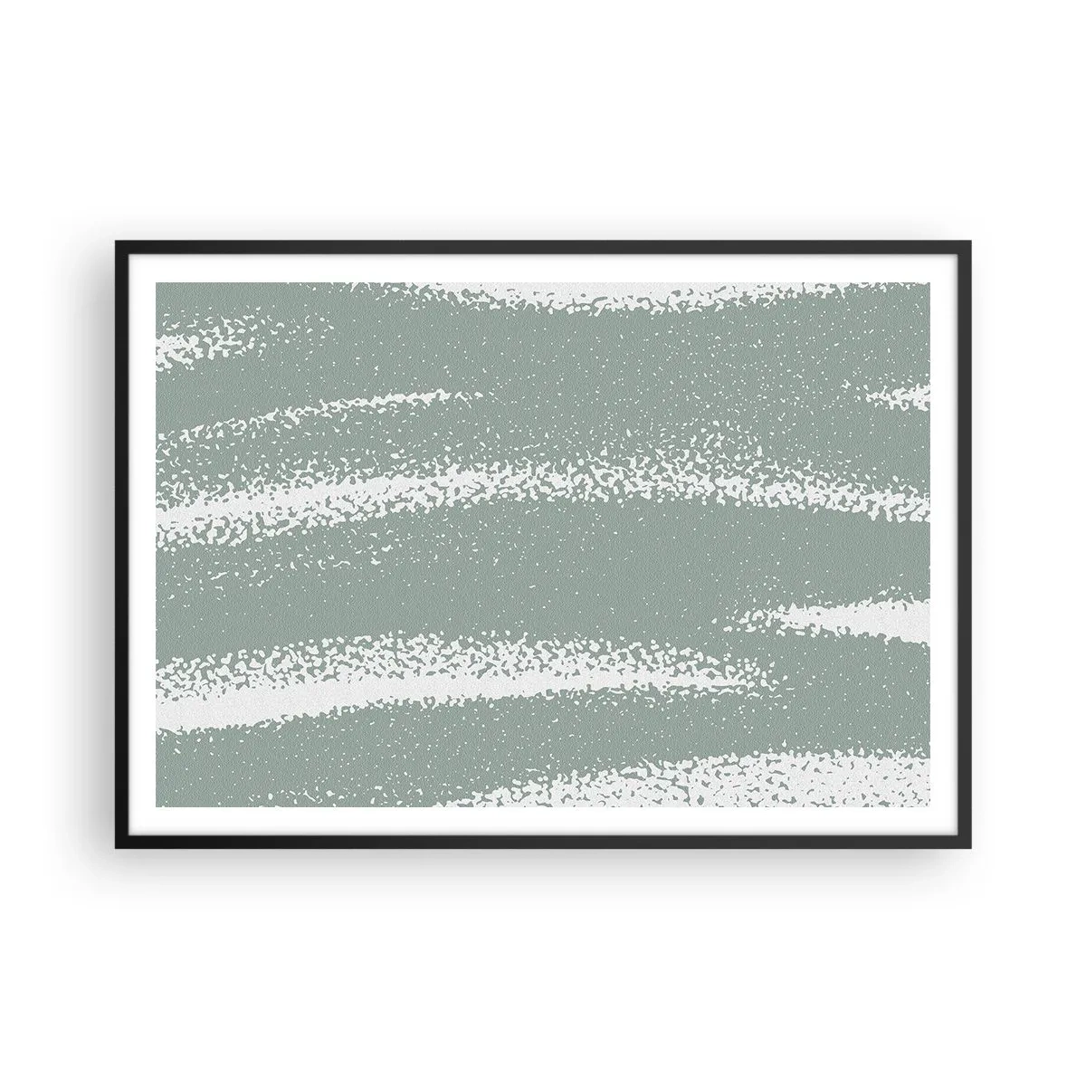Póster en marco negro - Ondas invernales en tonos menta y blanco. - 100x70cm - Abstracción invernal - Decoración de pared moderna para salón y dormitorio ARTTOR