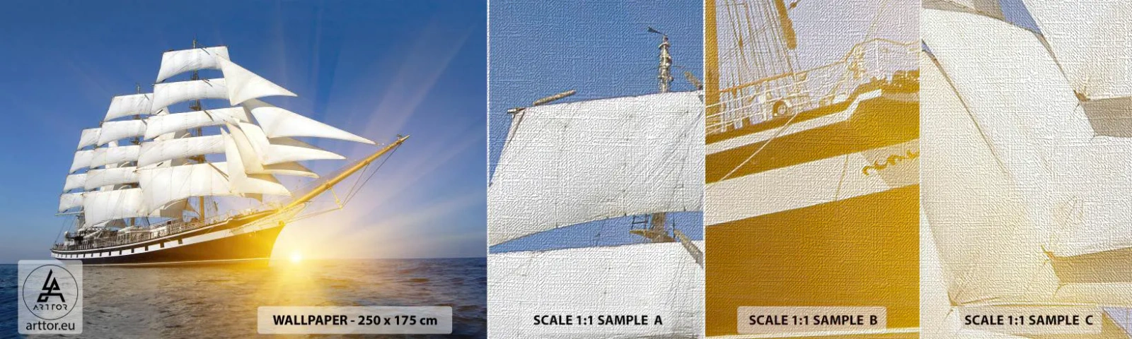 Muestra de fotomural Premium Canvas - Su tiempo nunca pasará - Mar, Velero, Barco - 100x30 cm