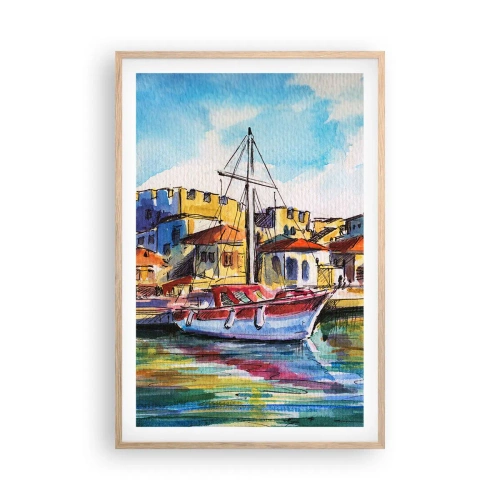 Póster en marco roble claro - Tarde de arco iris - 61x91 cm