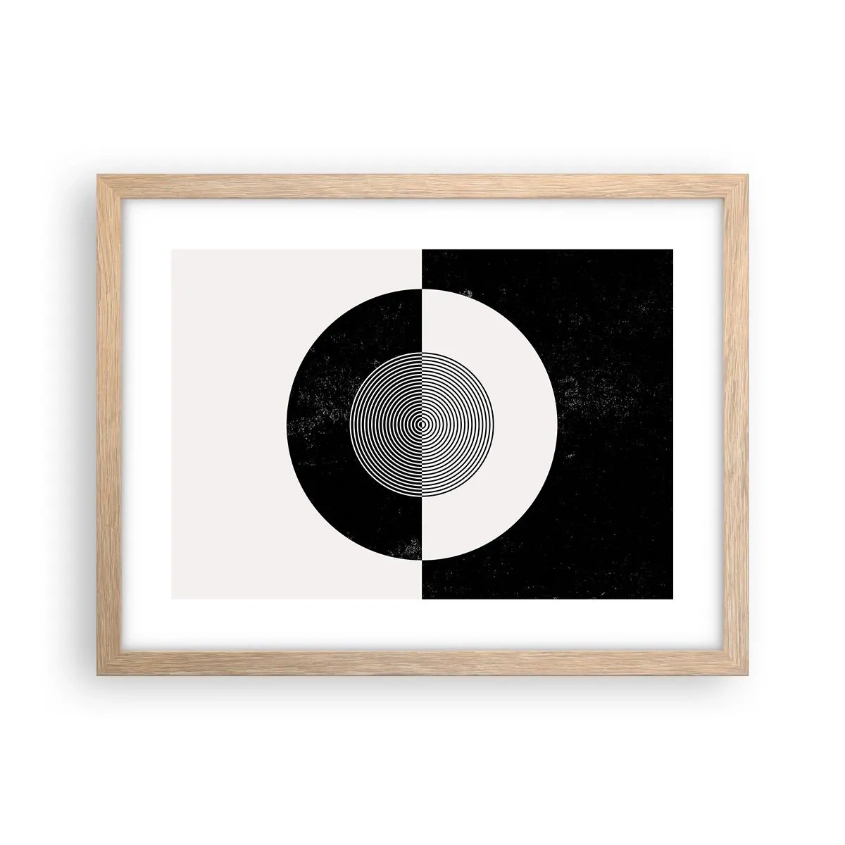 Póster en marco roble claro - Armonía en blanco y negro - 40x30 cm