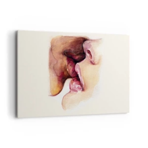 Cuadro sobre lienzo - Impresión de Imagen - Una pintura de acuarela de un primer plano de un rostro. - 120x80cm - Como la noche y el día, la tierra y el cielo - Decoración de pared moderna para salón y dormitorio ARTTOR