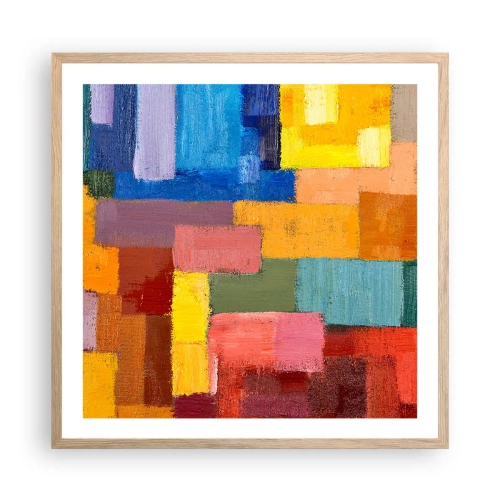 Póster en marco roble claro - Cada una diferente, todas coloridas - 60x60 cm