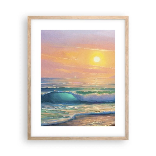 Póster en marco roble claro - El canto turquesa de las olas - 40x50 cm