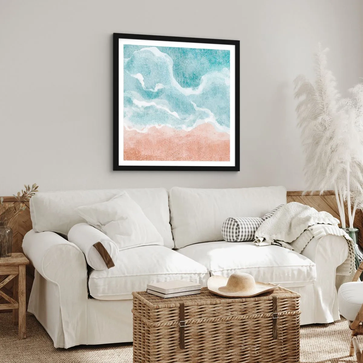 Póster en marco negro - Abstracción de nubes - 30x30 cm
