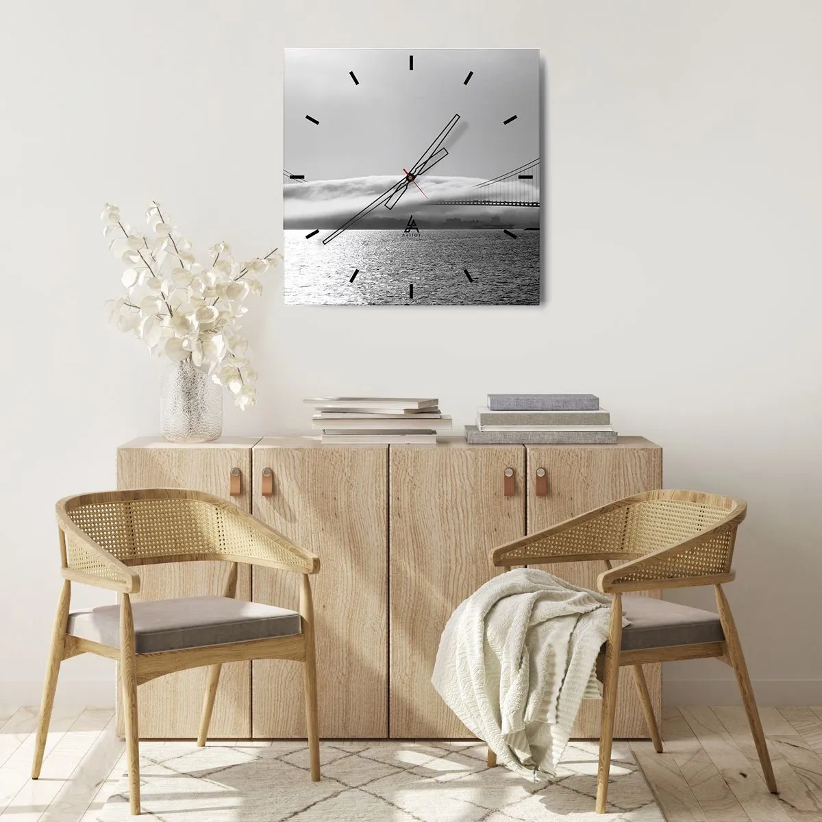 Reloj de pared - Reloj de vidrio - Navegue por el Golden Gate - 30x30 cm