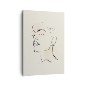 Cuadro sobre lienzo - Impresión de Imagen - Boceto minimalista del rostro de una mujer. - 50x70cm - Una mirada orgullosa - Decoración de pared moderna para salón y dormitorio ARTTOR