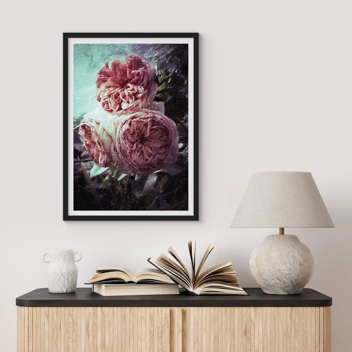 Póster en marco negro - En un ambiente romántico - 50x70 cm