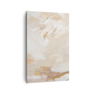 Cuadro sobre lienzo - Impresión de Imagen - Delicados tonos abstractos en tonos beige y dorado. - 80x120cm - Composición en pastel - Decoración de pared moderna para salón y dormitorio ARTTOR