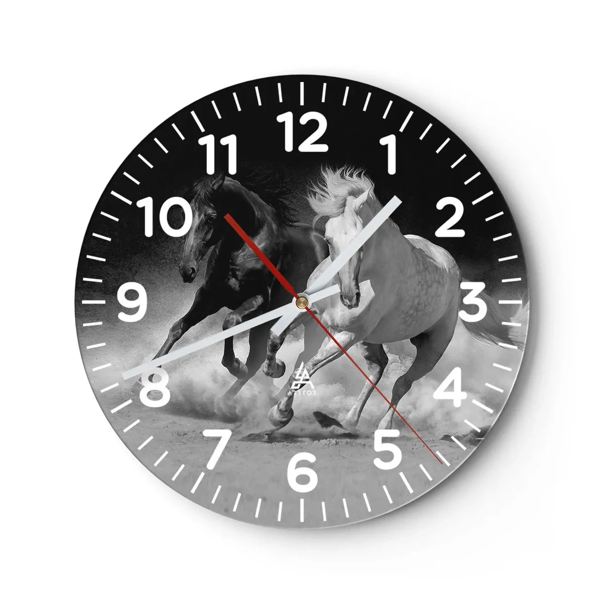 Reloj de pared - Reloj de vidrio - El galope de la libertad - 40x40 cm