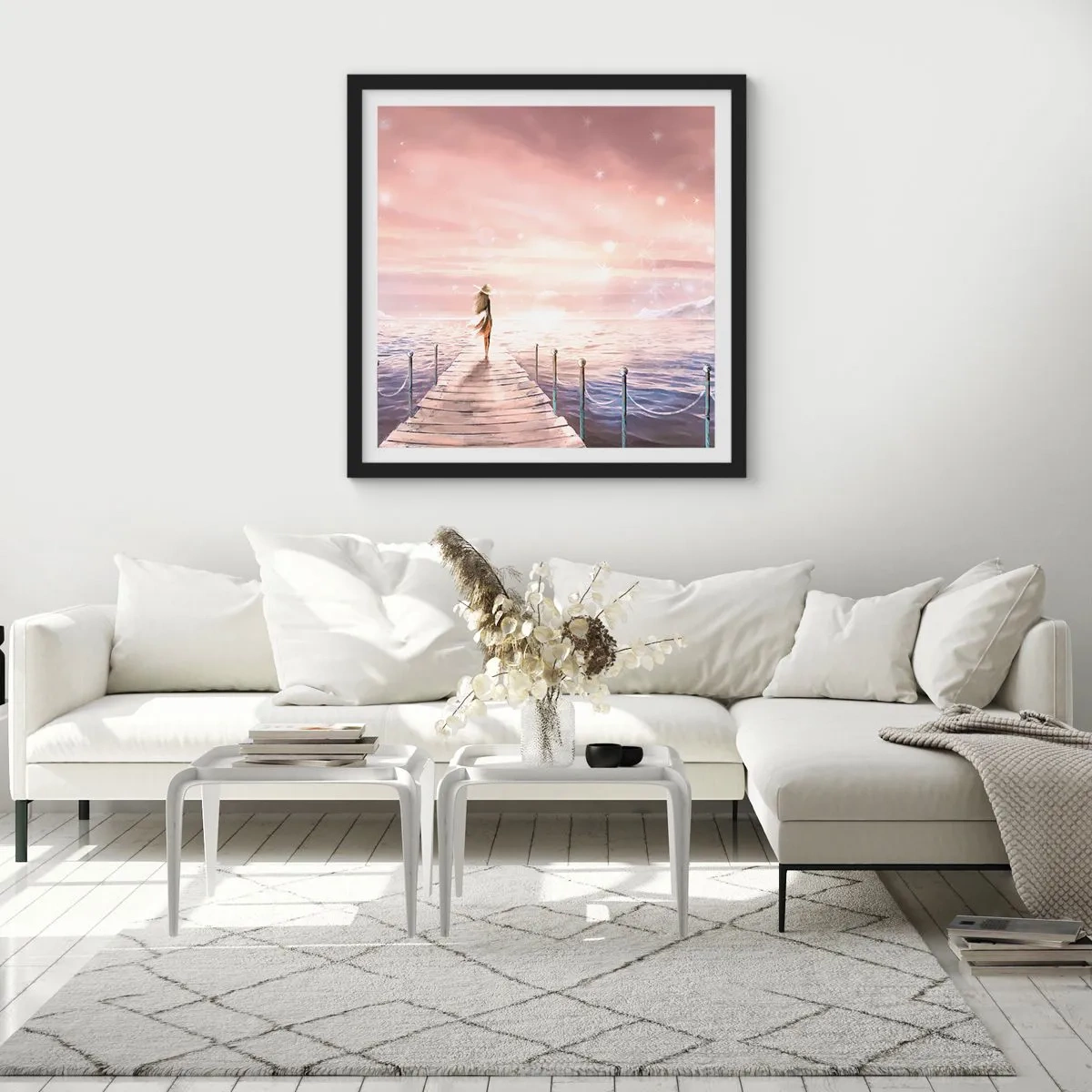 Póster en marco negro - A la luz de un sueño - 60x60 cm