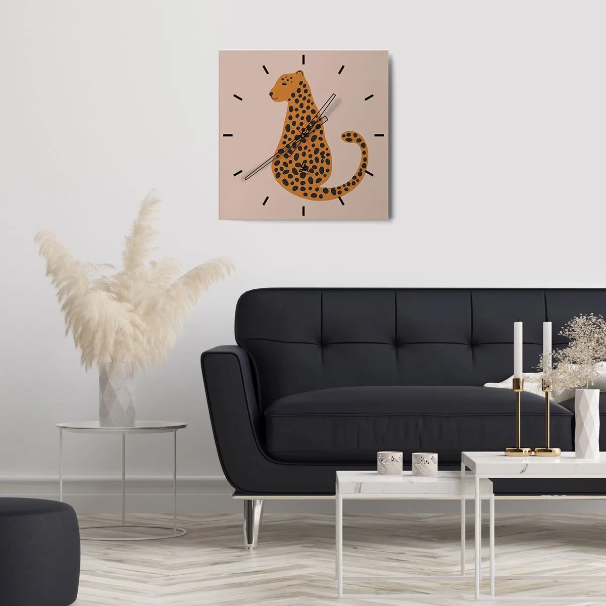 Reloj de pared - Reloj de vidrio - El estampado de leopardo está de moda - 40x40 cm