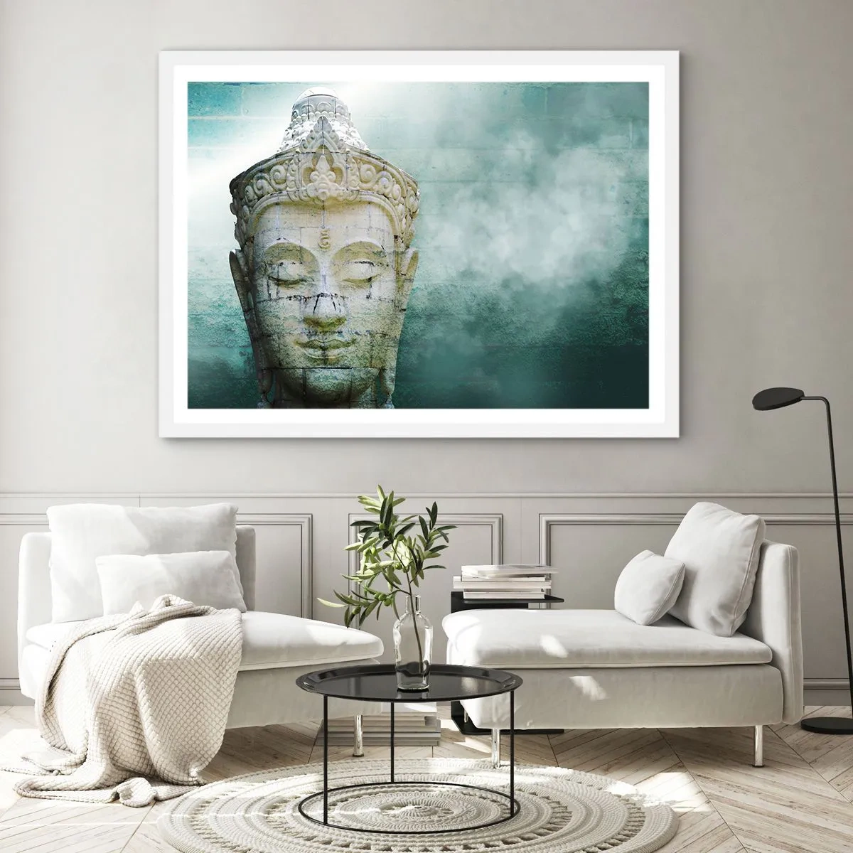 Póster en marco blanco - Buscando la luz - 70x50 cm