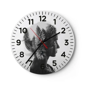 Reloj de pared - Reloj de vidrio - La dama del bosque de pinos - 30x30 cm