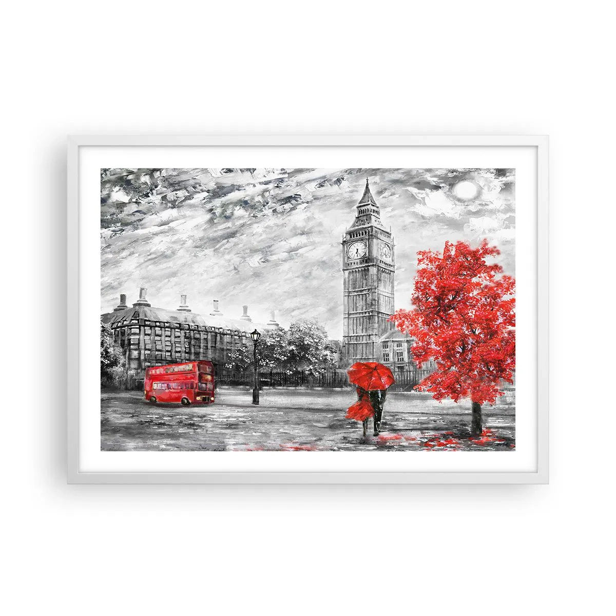 Póster en marco blanco - Un día emocionante - 70x50 cm