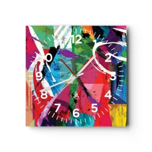 Reloj de pared - Reloj de vidrio - Rápido, animado y con efecto - 30x30 cm