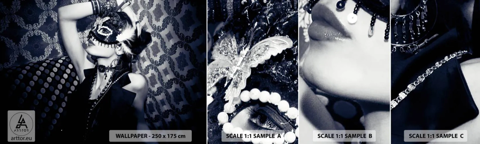 Muestra De Fotomural Standard Eco - Decoraciones, adornos, patrones... - Mujer, máscara veneciana, Modelo - 100x30 cm