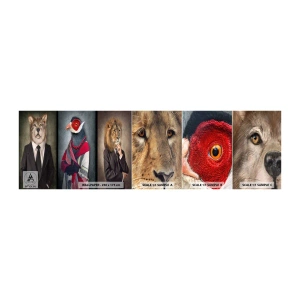 Muestra de fotomural autoadhesivo Deluxe Sticker - ¿Qué estoy haciendo aquí? - Abstracción, Perro, Pájaro - 100x30 cm