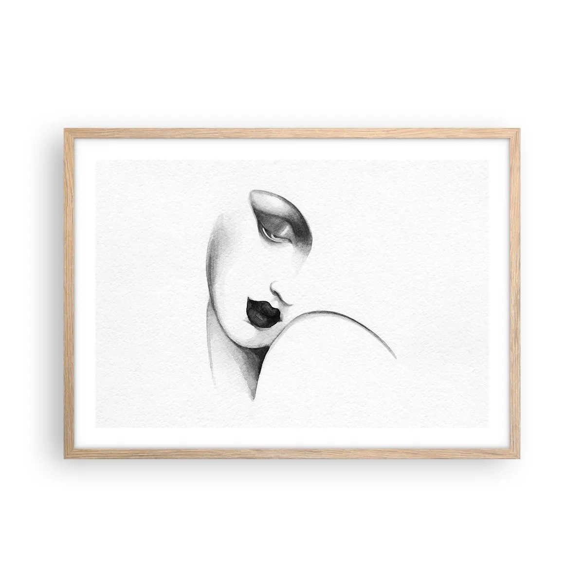 Póster en marco roble claro - Pensativa - 70x50 cm