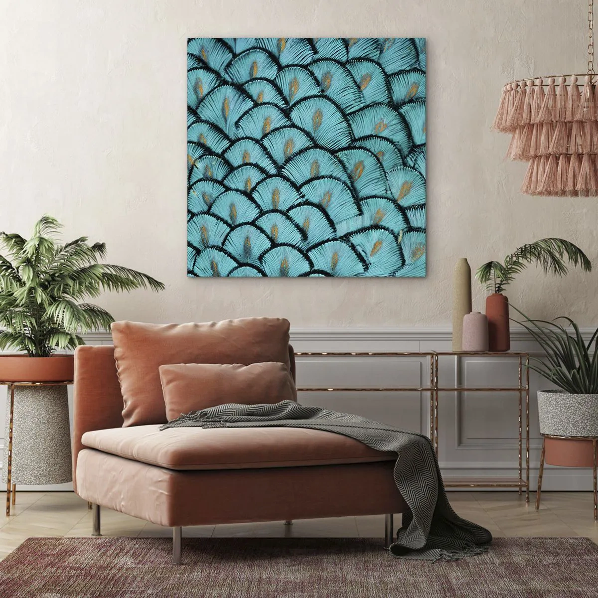 Cuadro sobre lienzo - Impresión de Imagen - La gran gala de las plumas - 30x30 cm