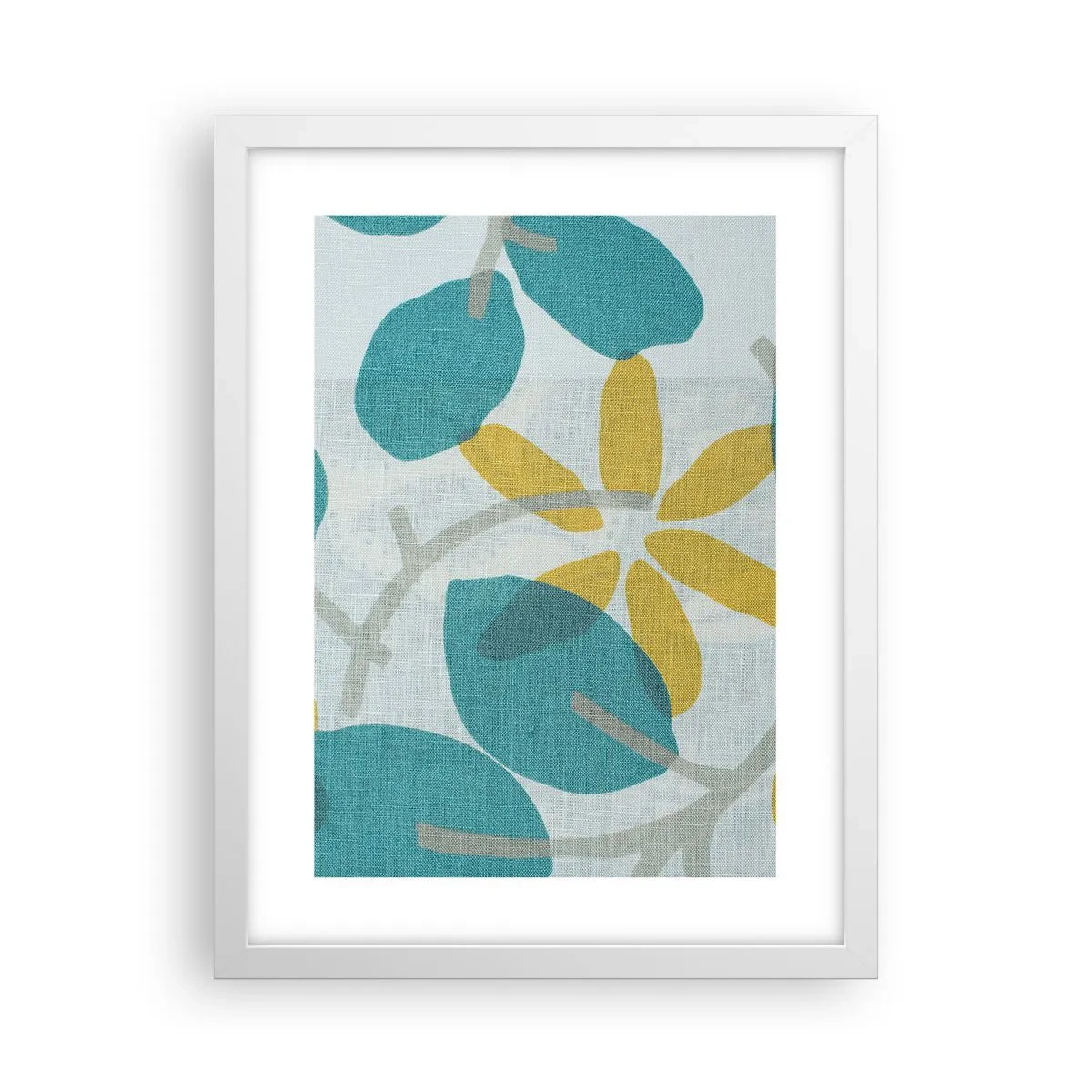 Póster en marco blanco - Entre hojas azules - 30x40 cm