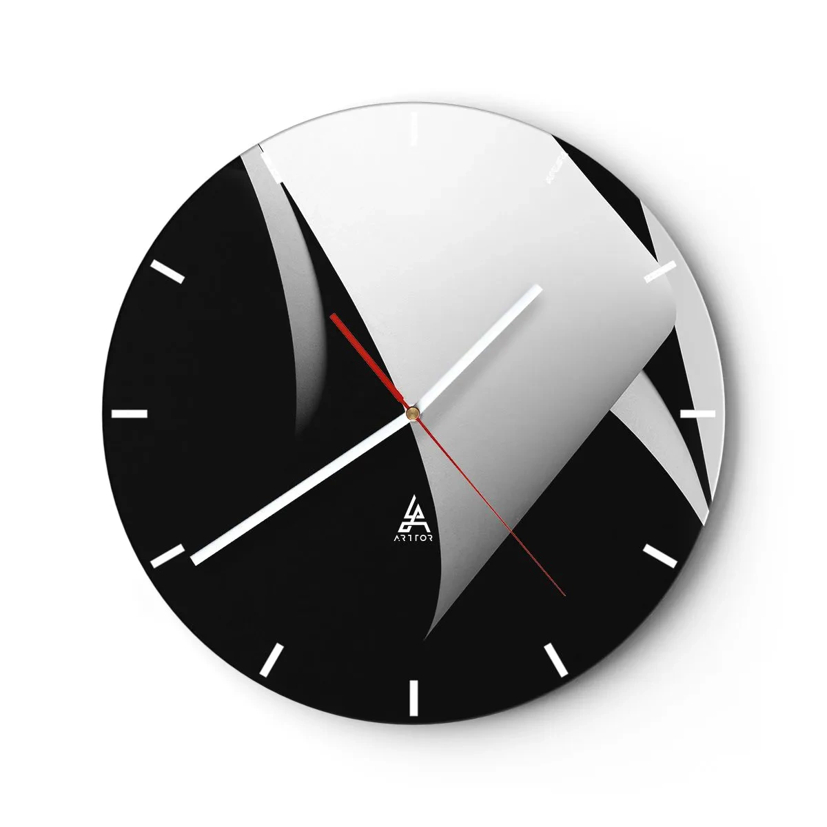 Reloj de pared - Reloj de vidrio - Planos geométricos de luz y sombra en blanco y negro - 30x30cm - Planos de luz desde las profundidades de la sombra - Decoración de pared moderna para salón, cocina y dormitorio ARTTOR