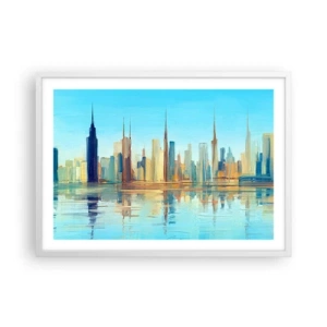 Póster en marco blanco - Metrópolis soleada - 70x50 cm