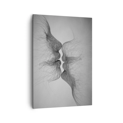 Cuadro sobre lienzo - Impresión de Imagen - Un beso abstracto presentado en forma etérea. - 50x70cm - Beso del viento - Decoración de pared moderna para salón y dormitorio ARTTOR