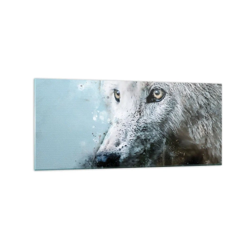 Cuadro sobre vidrio - Impresiones sobre Vidrio - Retrato en acuarela de un lobo - 120x50cm - Conoce el alma del lobo - Decoración de pared moderna para salón y dormitorio ARTTOR