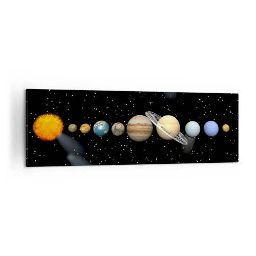 Cuadro sobre lienzo - Impresión de Imagen - El sistema solar con planetas sobre un fondo de estrellas en el espacio. - 160x50cm - Los planetas en armonía - Decoración de pared moderna para salón y dormitorio ARTTOR