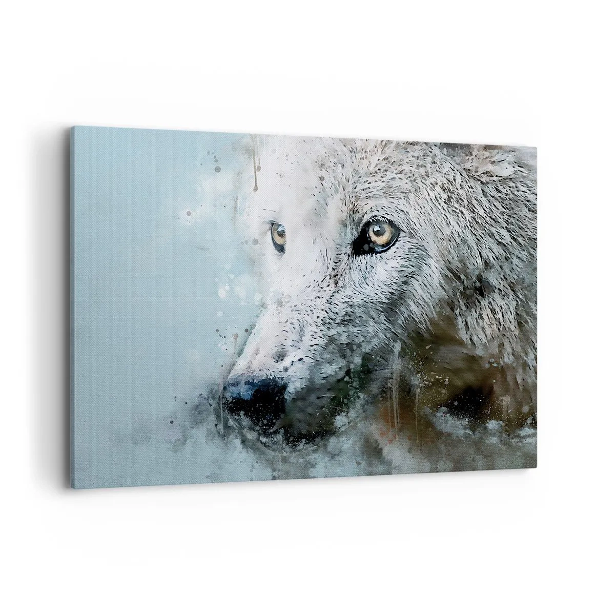 Cuadro sobre lienzo - Impresión de Imagen - Retrato en acuarela de un lobo - 100x70cm - Conoce el alma del lobo - Decoración de pared moderna para salón y dormitorio ARTTOR