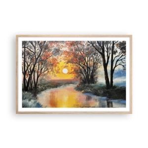 Póster en marco roble claro - Ambiente otoñal - 91x61 cm