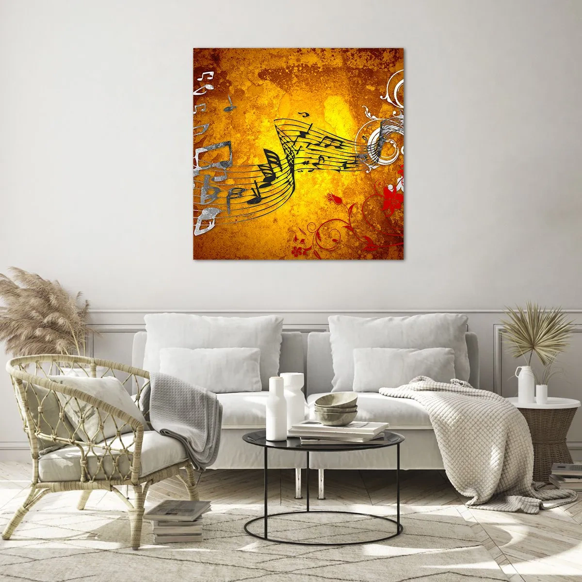 Cuadro sobre vidrio - Impresiones sobre Vidrio - Deja que la música fluya - 40x40 cm