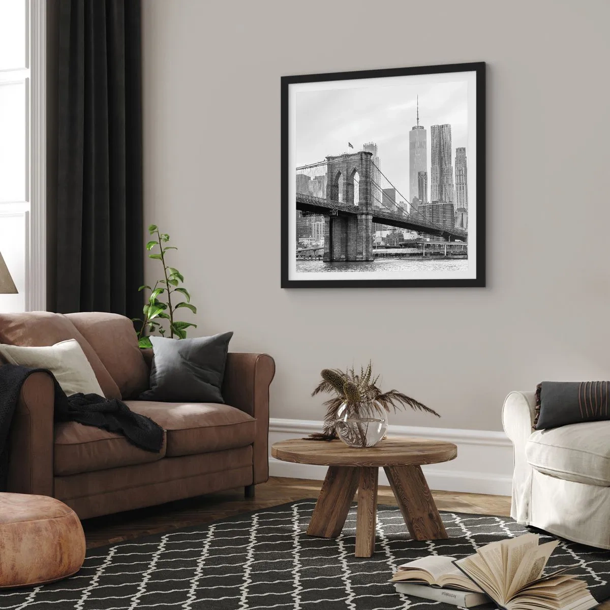 Póster en marco negro - Vibraciones de Nueva York - 40x40 cm