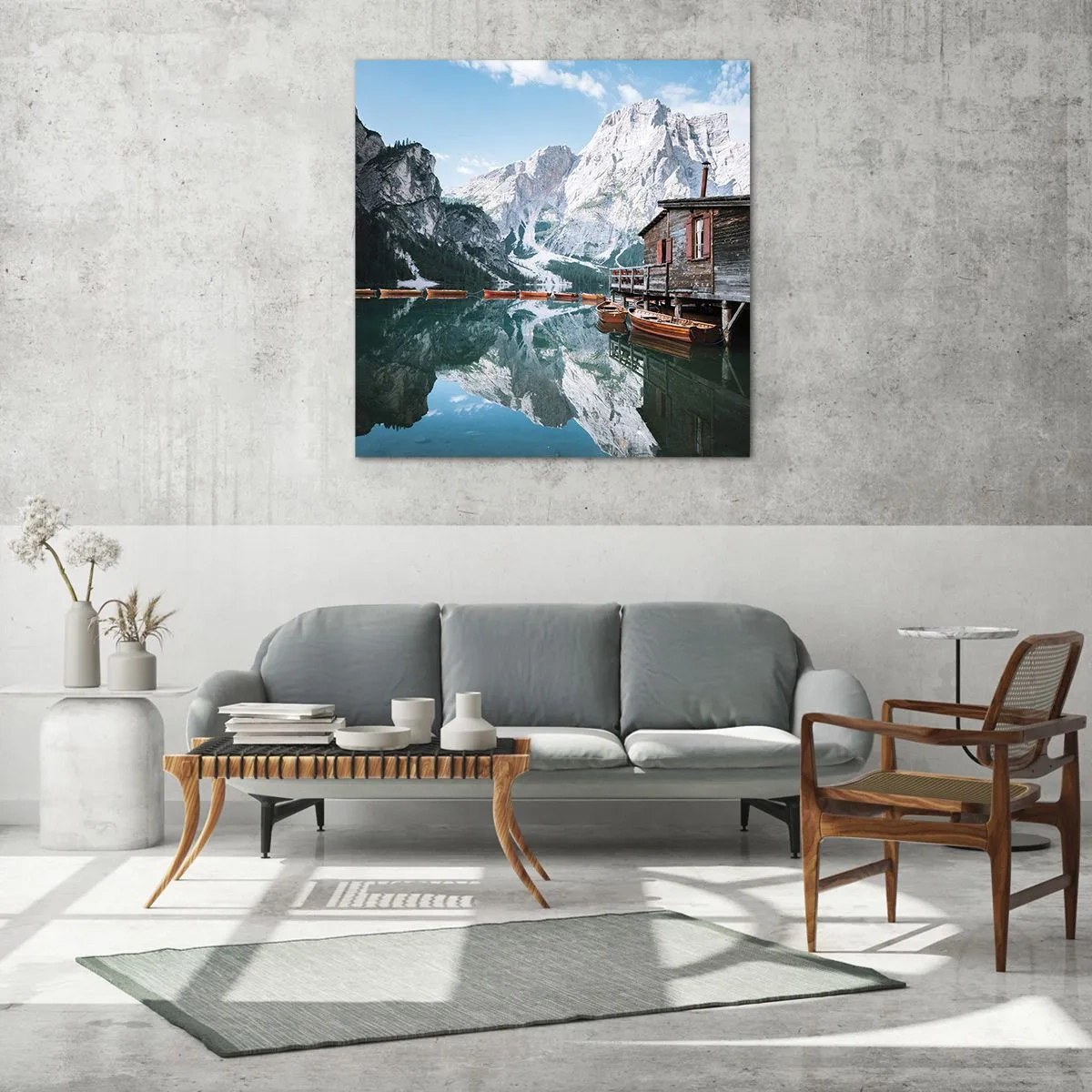 Cuadro sobre vidrio - Impresiones sobre Vidrio - Una mañana cristalina de montaña - 60x60 cm